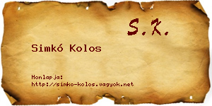 Simkó Kolos névjegykártya